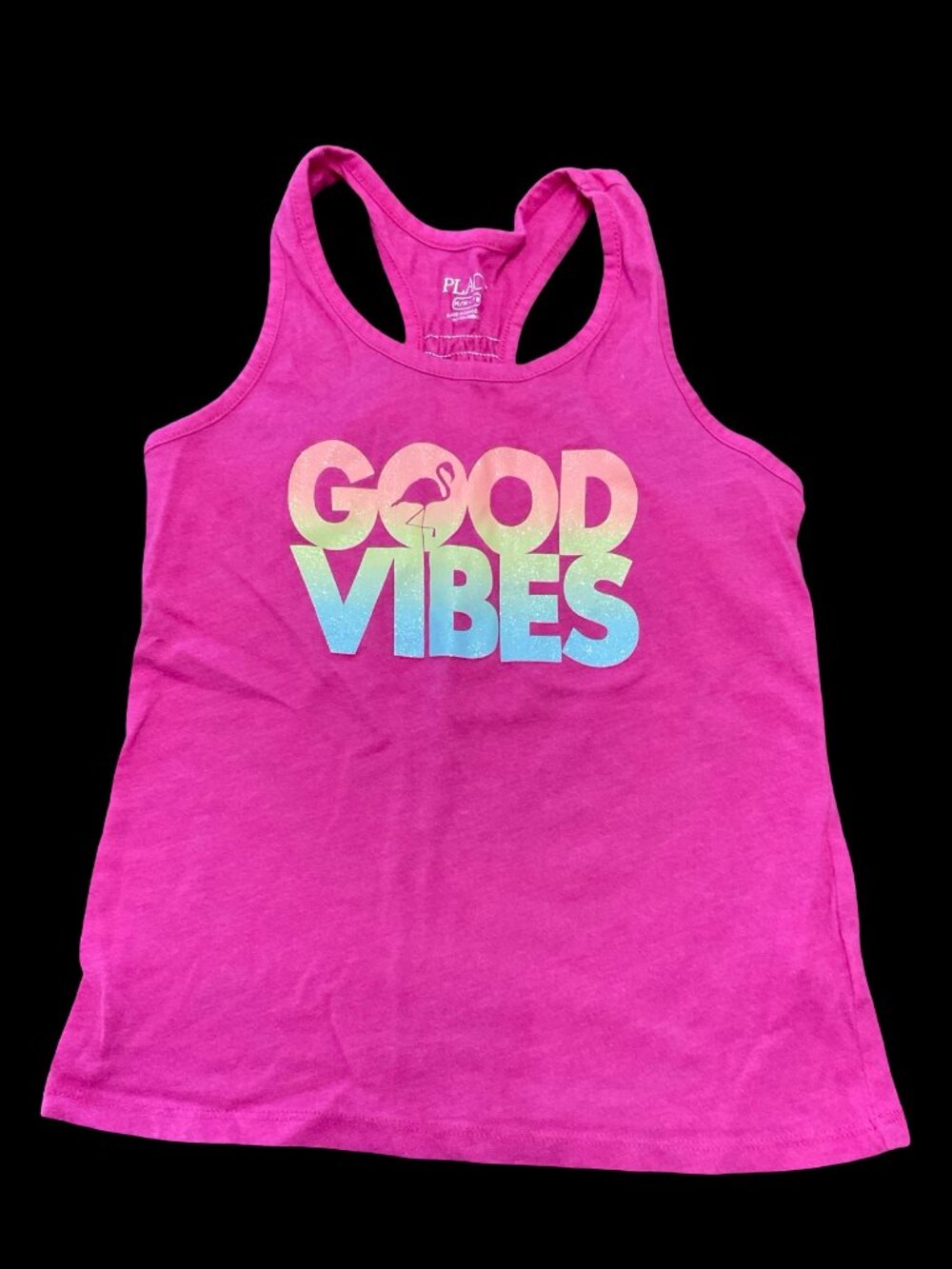 π£ 5/$25 - Pink "Good Vibes" Racerback Tank Top w/ Sparkle Graphic